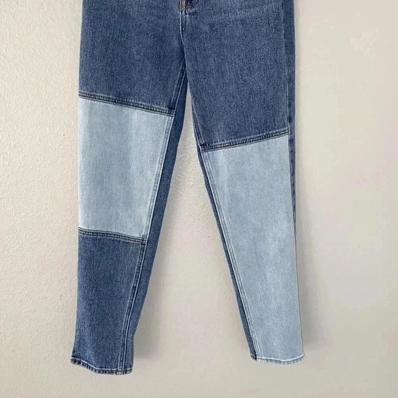 Pacsun Jean Womens 25 Blue Color Block Ultra High Rise Slim Button Fly Patch 90s - Picture 3 of 12